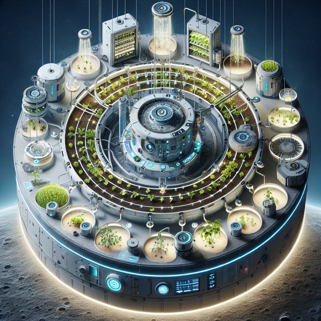 Closed-loop systems for sustainable space farming.