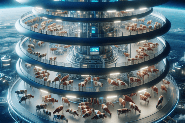 The future of livestock farming in space colonies.