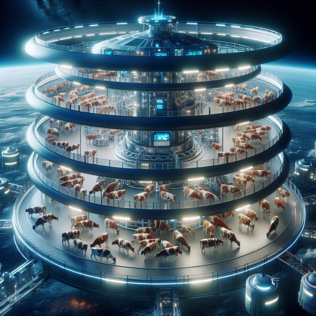 The future of livestock farming in space colonies.